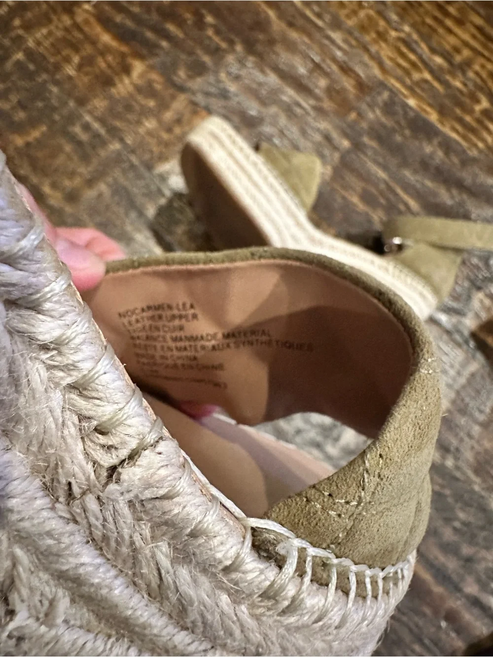 Nordstrom Olive Green Quilted Ankle-Strap Wedge Espadrilles